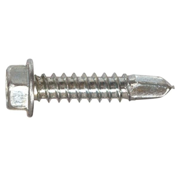 Self-Drilling Screw, 1 in, Zinc Plated Hex Head